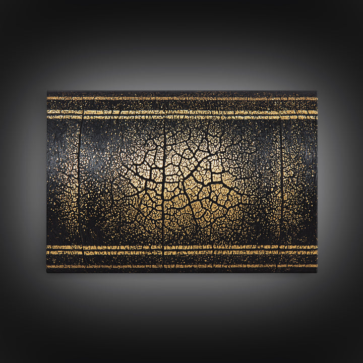 Black Gold Cracked Texture Canvas Print, African Abstract Art, Luxury Earth Tone Wall Decor, Modern Home Decor Gift For Him