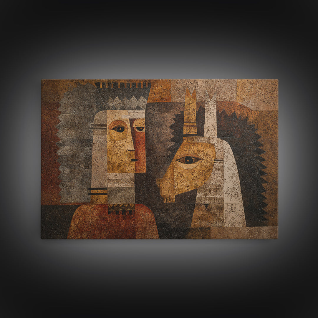 Cubist African Queen Portrait Wall Art, African Woman Art Print, Black Goddess Artwork, Ethnic Modern Home Decor Gift For Her