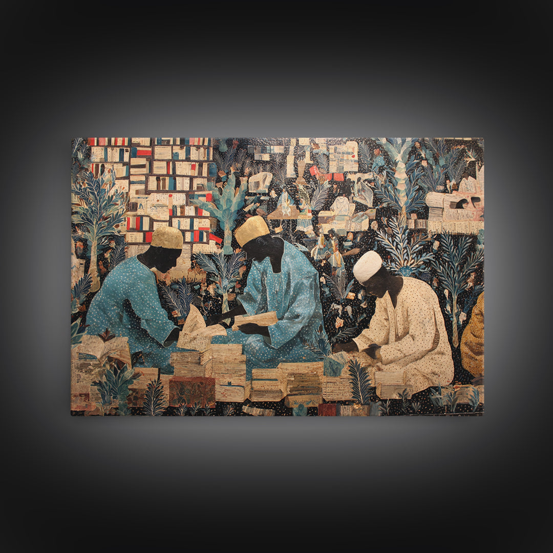 African Scholars Library Wall Art, Black Culture Art Print, Afrocentric Collage Poster, Intellectual Home Decor Gift Idea