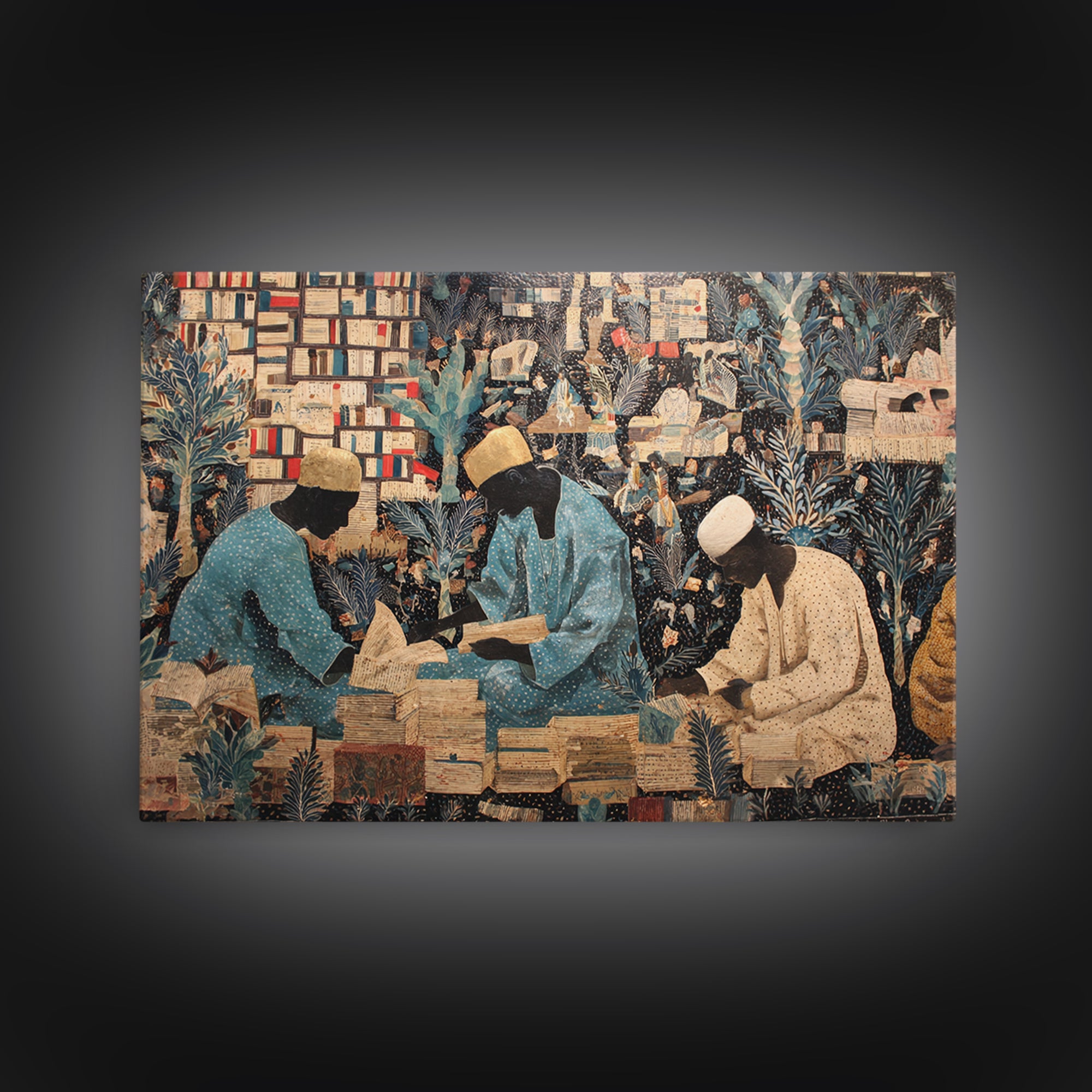 African Scholars Library Wall Art, Black Culture Art Print, Afrocentric Collage Poster, Intellectual Home Decor Gift Idea