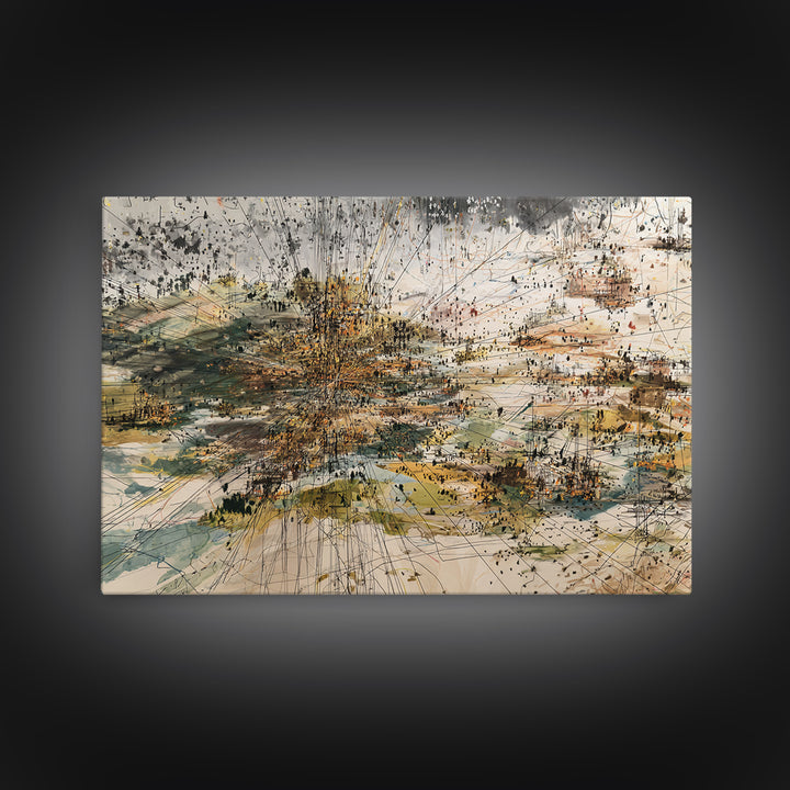 Abstract City Grid In Earth Tones Wall Art, Modern African Inspired Map Print, Contemporary Office Decor Canvas For Living Room