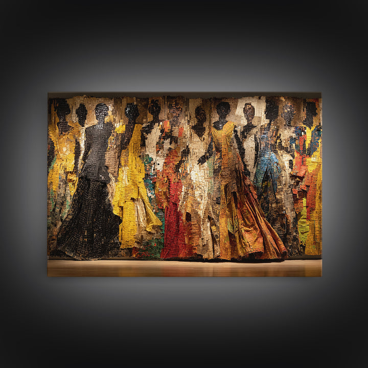 Elegant African Women Fashion Parade Wall Art, Textured Black Woman Art, African American Art, Luxury Canvas Decor, Statement Piece