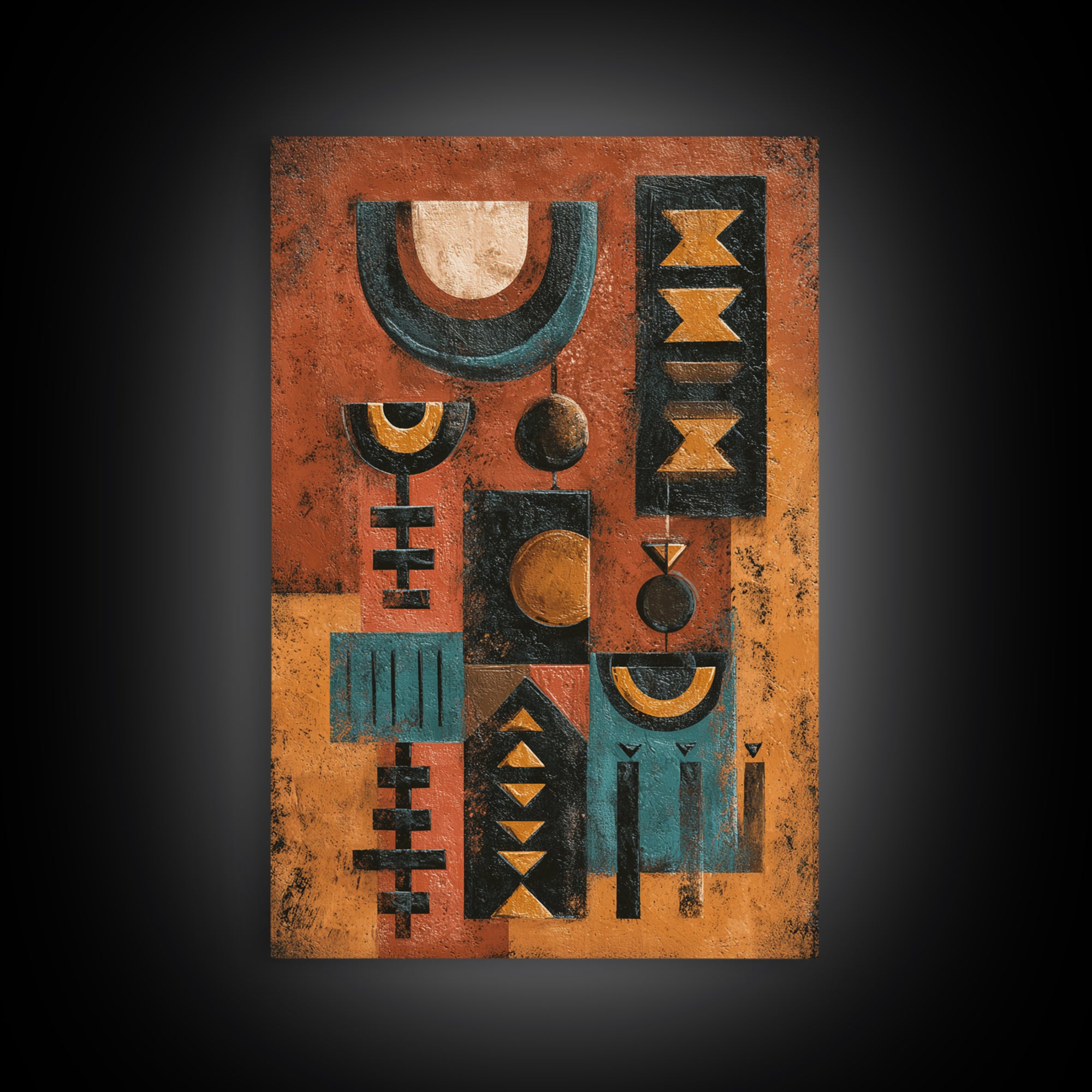 Mud Cloth Geometric Abstraction Framed Canvas Print, African Inspired Art, Digital Art, Living Room Decor, Abstract Art, AIA-2x3-59