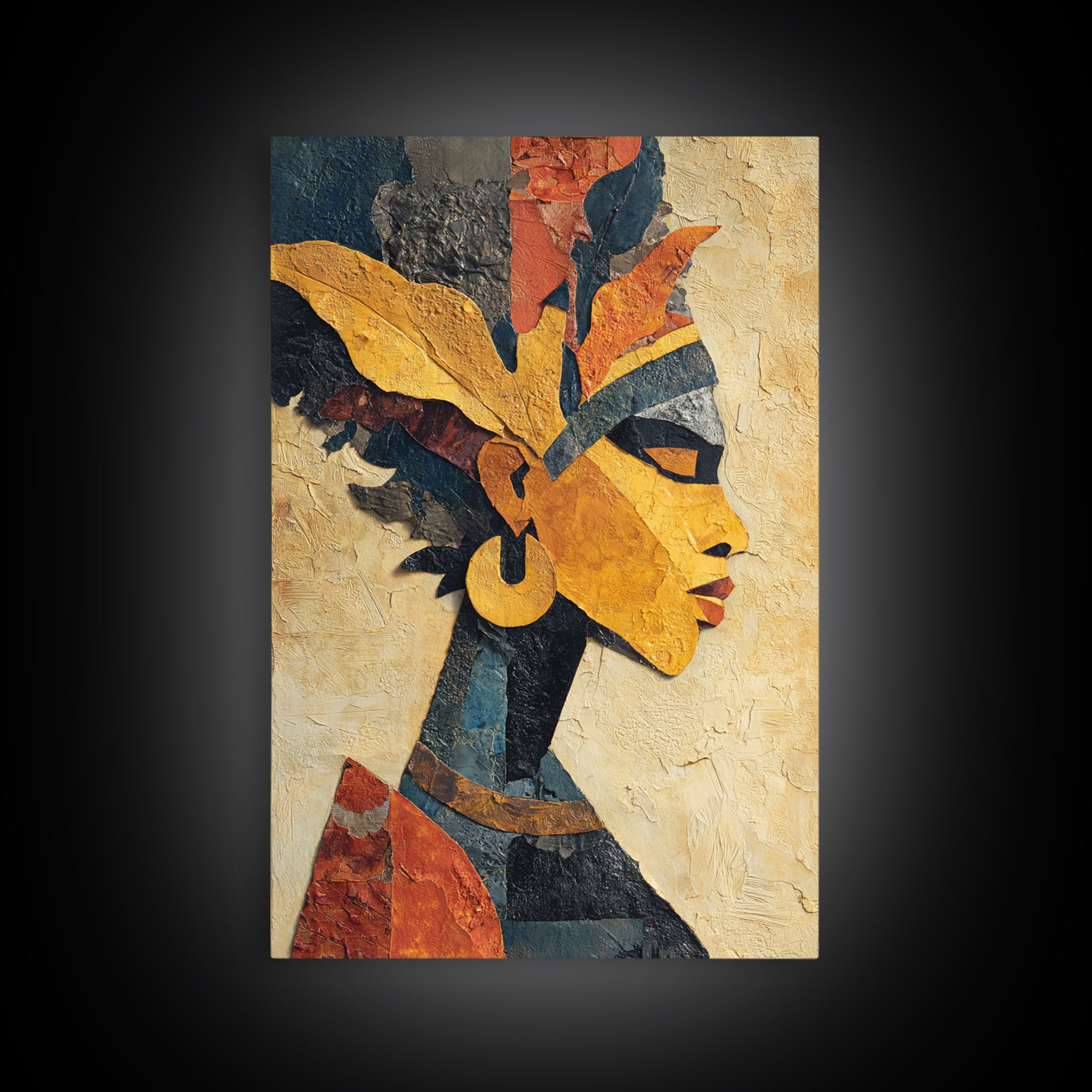 African Goddess Emerging from Botanical Forms and Canvas Print, African Inspired Art, Digital Art Prints, Living Room Decor, AIA-2x3-95