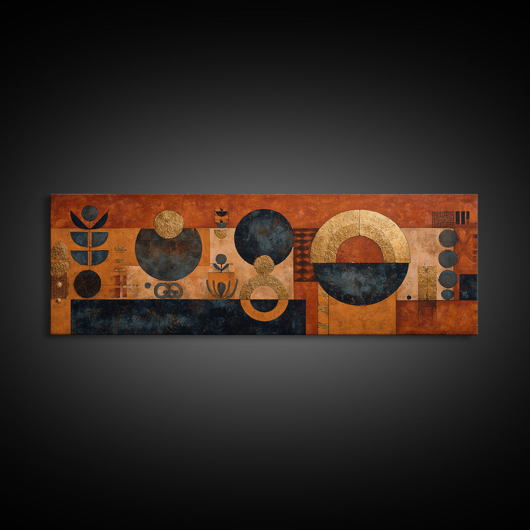Mud Cloth Geometric Abstraction Canvas Print, African Inspired Art, Statement Artwork, Living Room Decor, Abstract Art, AIA-3x1-19