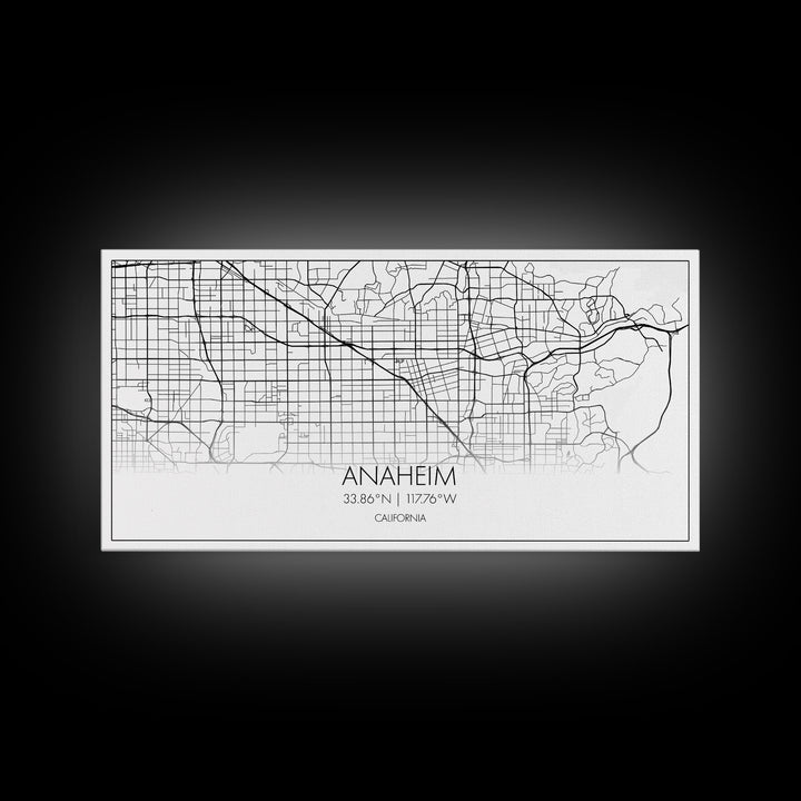Anaheim Street Map, California Map, Map Print, Modern Art, Wall Art, Canvas Print, Room Décor Aesthetic, Indie Room Décor, Wall Prints