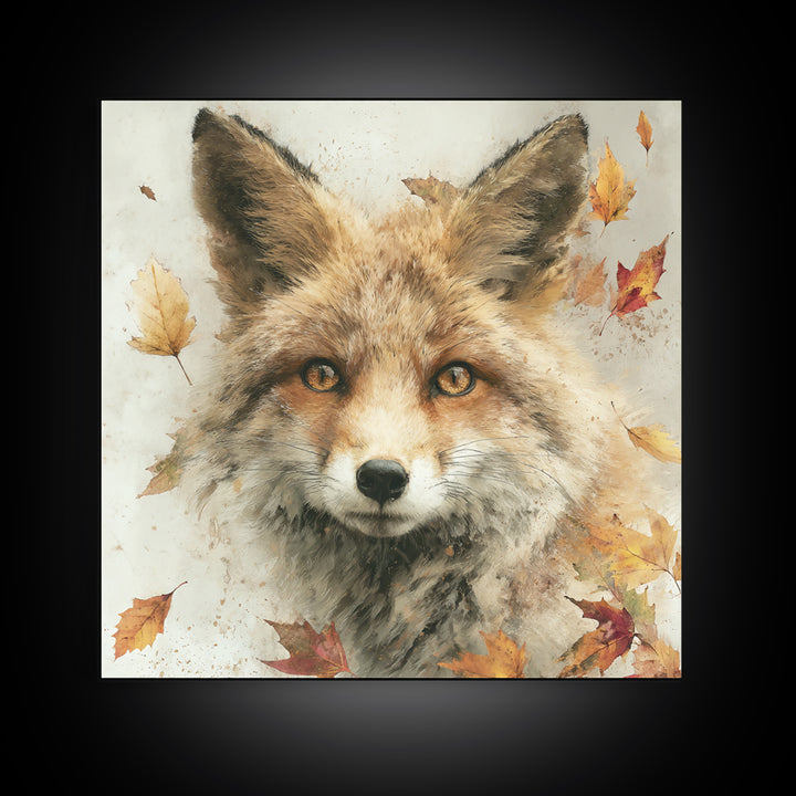 Dignified Fox Portrait Framed Canvas Print, Animal Art, Safari Nursery Decor, Living Room Decor, Fine Art, Creature, ANI-1x1-1