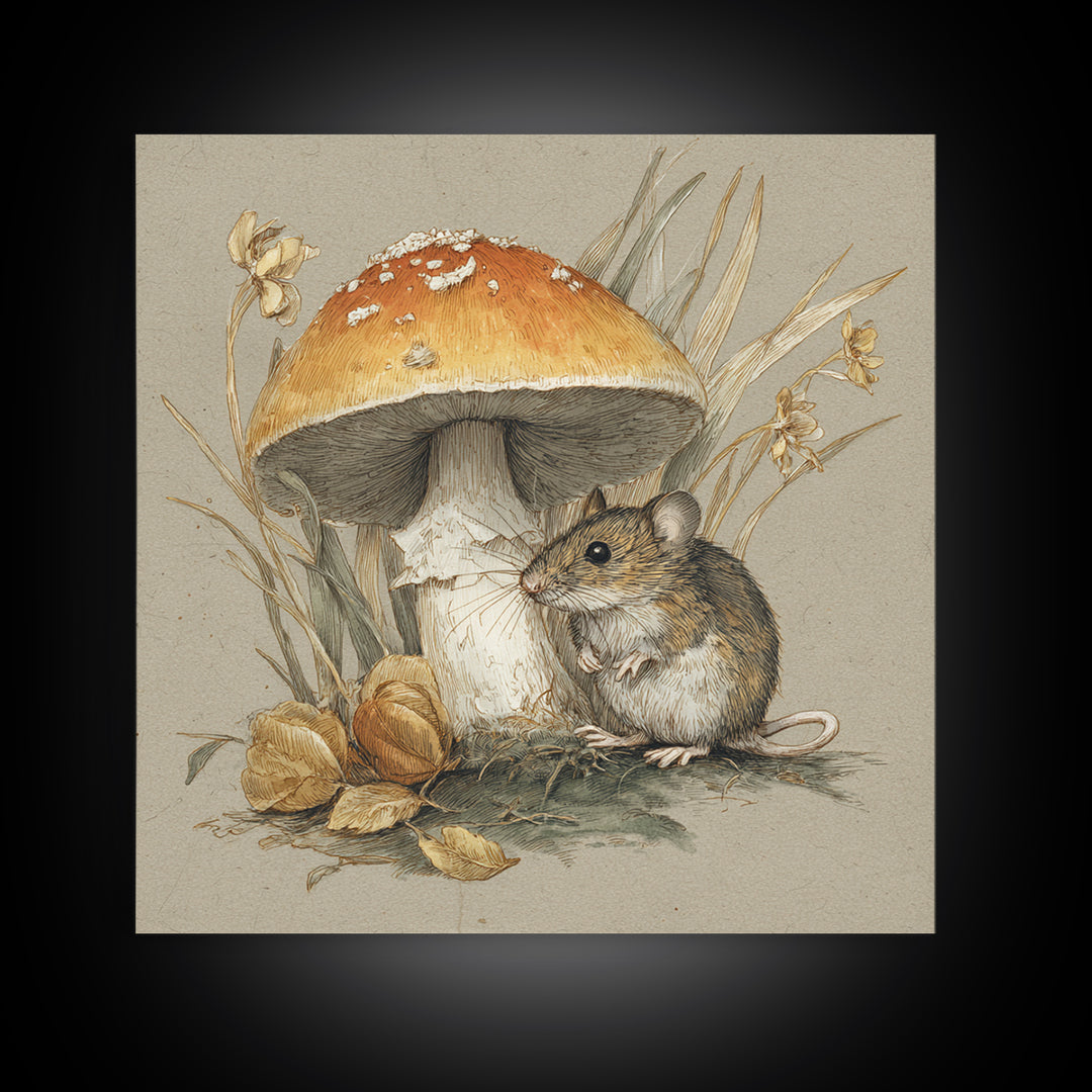 Tiny Field Mouse Canvas Print, Animal Art, Nursery, Living Room Decor, Fine Art, Creature, Modern Decor, Fine Art Print, ANI-1x1-10