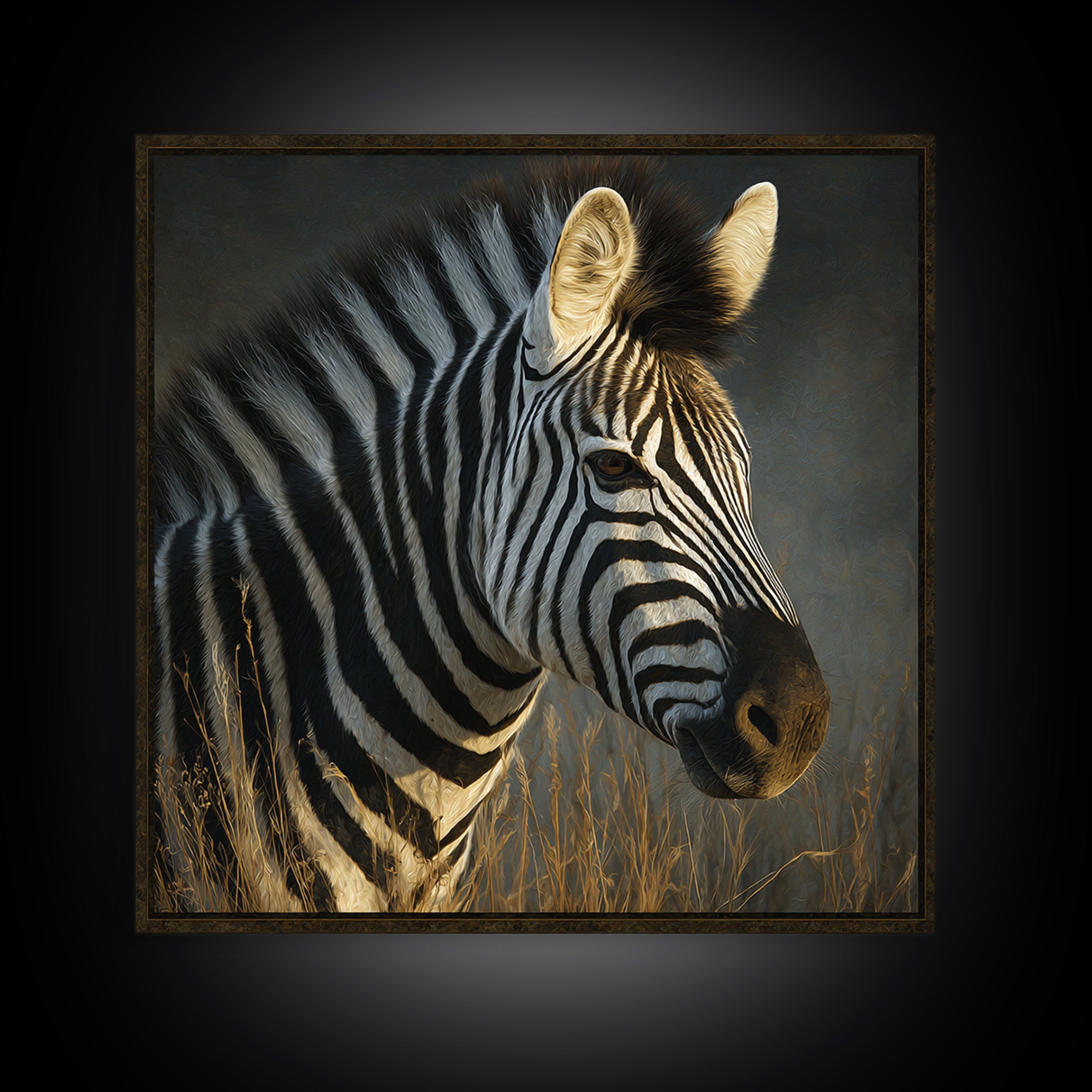 Zebra Portrait with Bold Graphic Stripe Pattern Canvas Print, Animal Art, Nursery Art, Living Room Decor, Fine Art, Creature, ANI-1x1-17