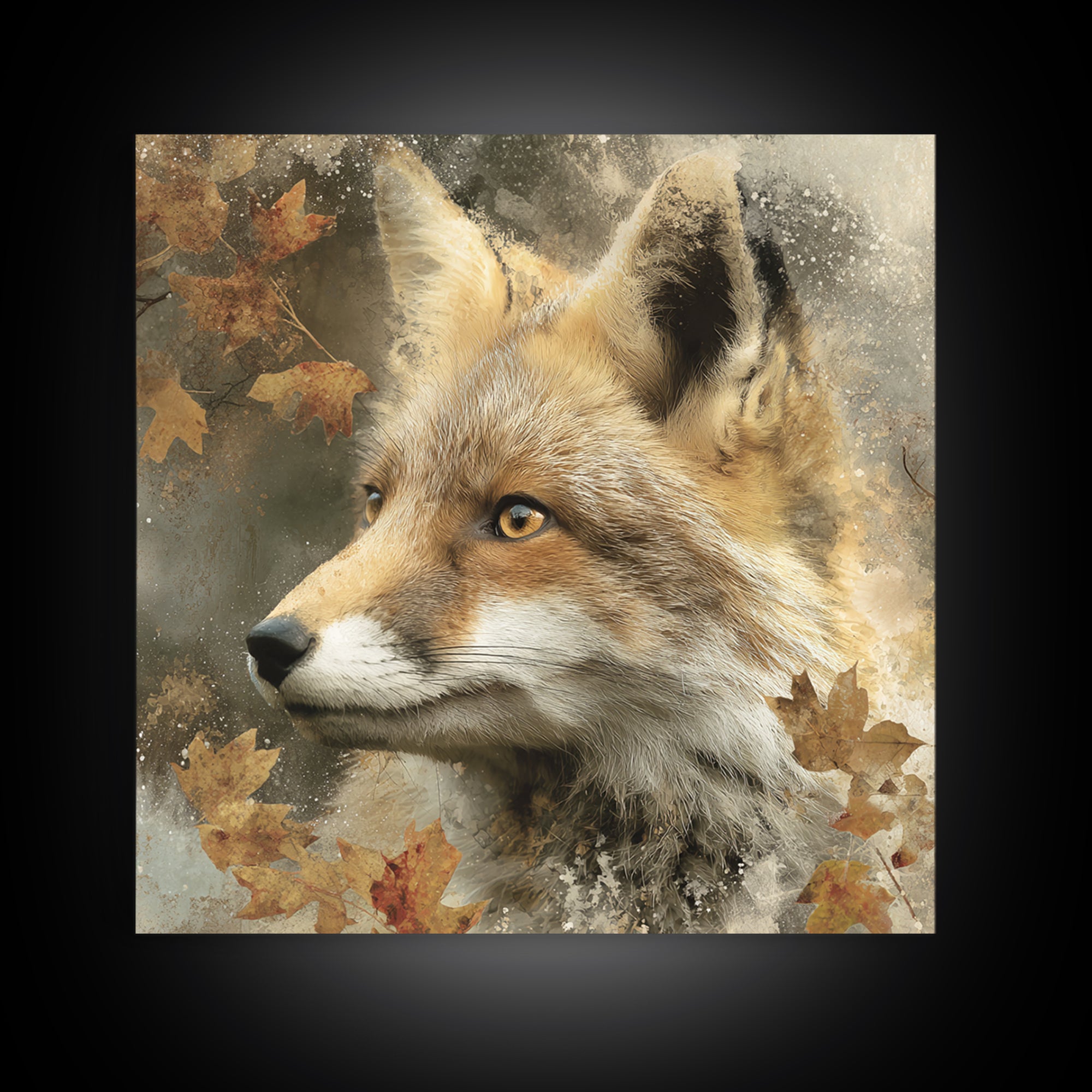 Dignified Fox Portrait Canvas Print, Animal Art, Modern Decor, Living Room Decor, Oil Painting, Creature, Home Decor, ANI-1x1-25