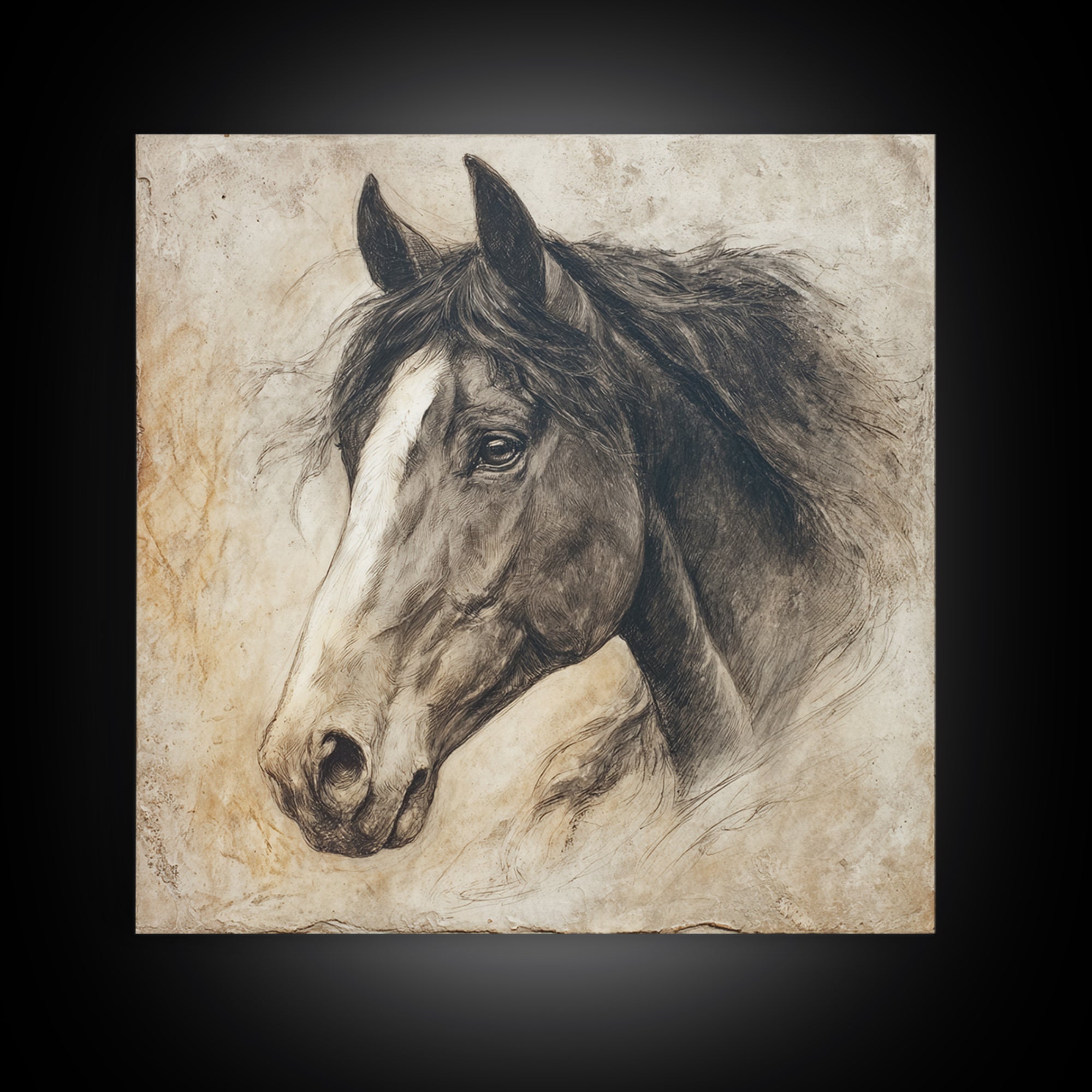 Majestic Horse Head Canvas Print, Animal Art, Original Painting, Living Room Decor, Abstract Art, Creature, Boho Wall Art, ANI-1x1-3