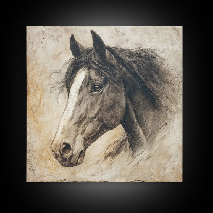 Majestic Horse Head Canvas Print, Animal Art, Original Painting, Living Room Decor, Abstract Art, Creature, Boho Wall Art, ANI-1x1-3
