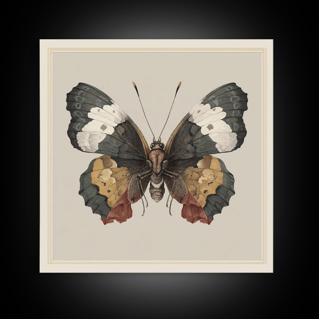 Butterfly Specimen Composition Framed Canvas Print, Animal Art, Original Art, Living Room Decor, Creature, Trendy Wall Art, ANI-1x1-47
