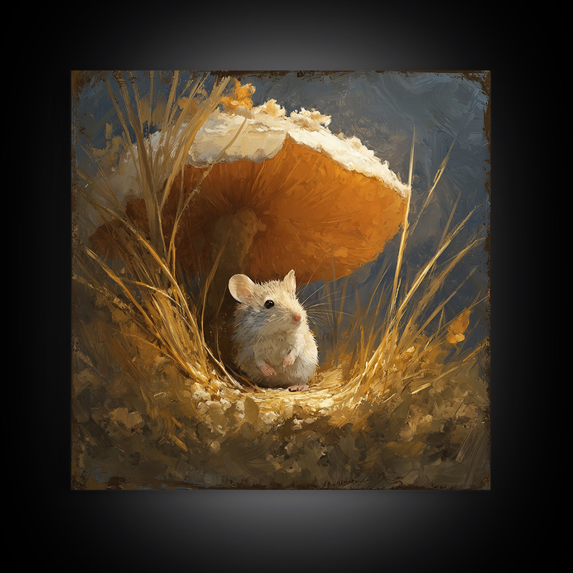 Tiny Field Mouse Framed Canvas Print, Animal Art, Cat Art, Living Room Decor, Watercolor Art, Creature, Art Print, ANI-1x1-58