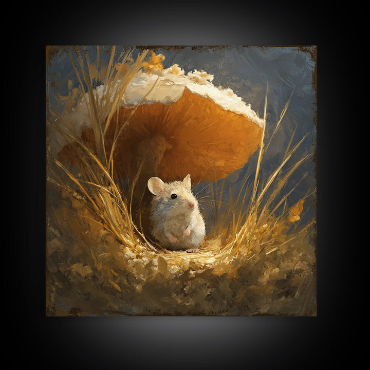 Tiny Field Mouse Framed Canvas Print, Animal Art, Cat Art, Living Room Decor, Watercolor Art, Creature, Art Print, ANI-1x1-58