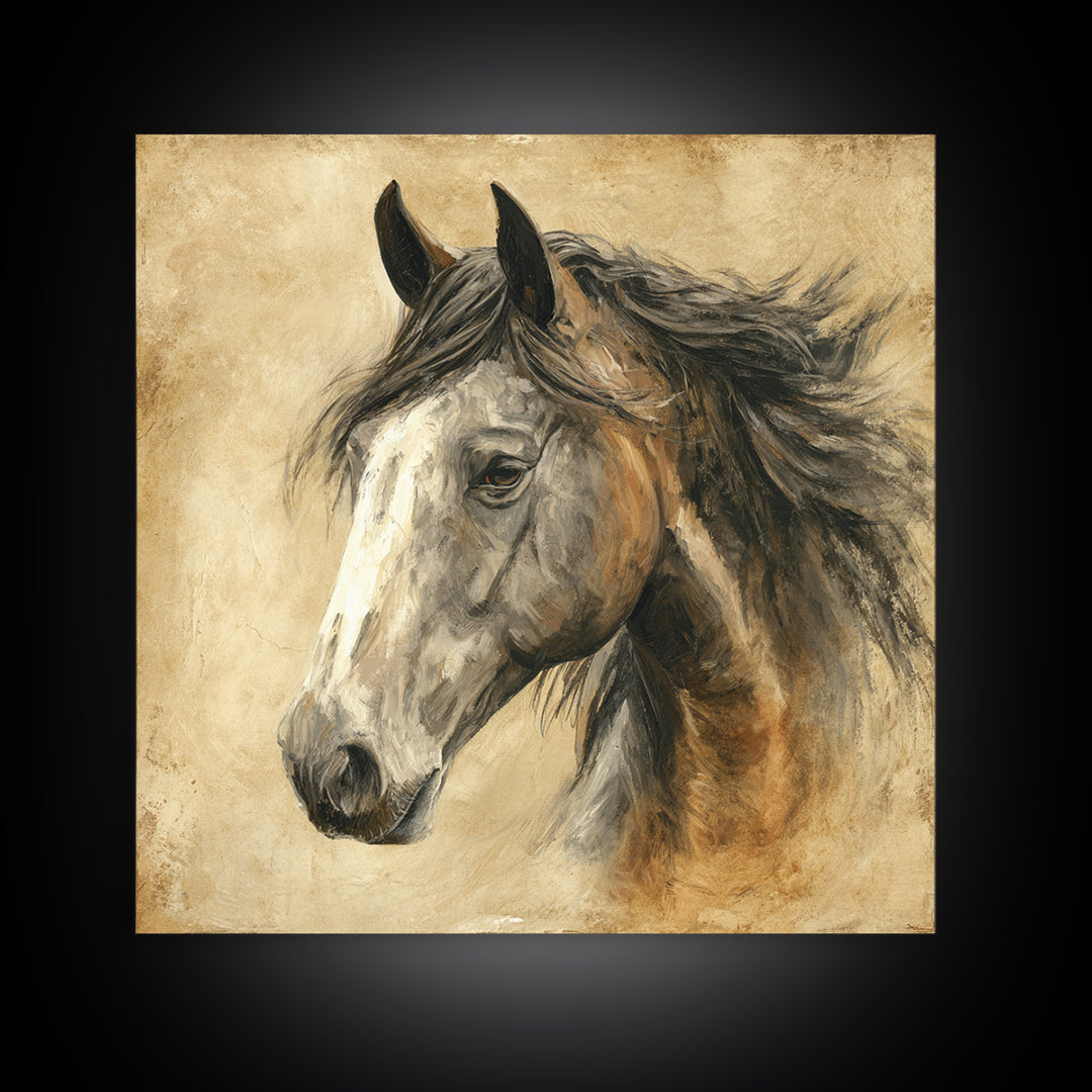 Majestic Horse Head Canvas Print, Animal Art, Modern Decor, Living Room Decor, Fine Art, Creature, Home Decor, Wall Decor, ANI-1x1-75