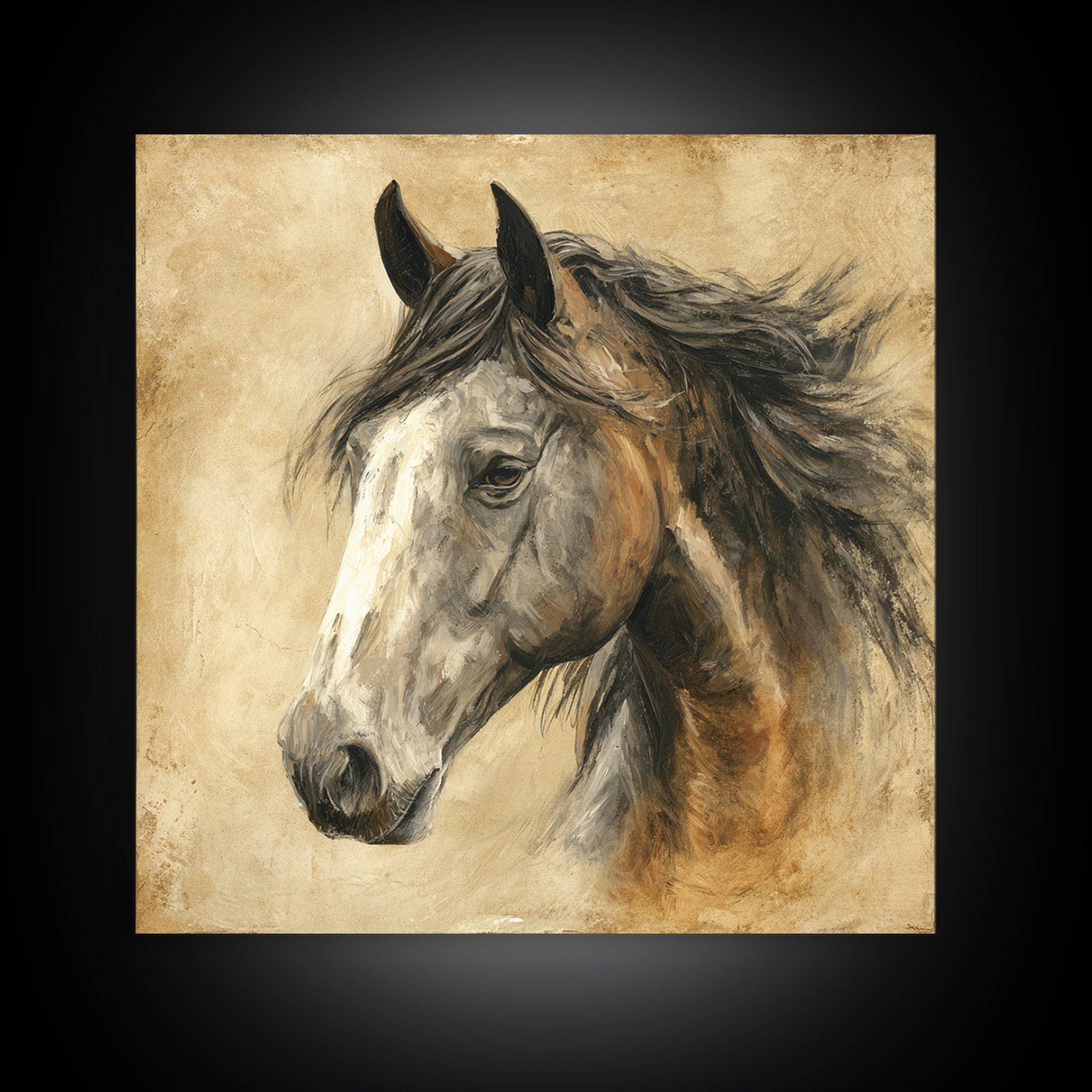 Majestic Horse Head Canvas Print, Animal Art, Modern Decor, Living Room Decor, Fine Art, Creature, Home Decor, Wall Decor, ANI-1x1-75