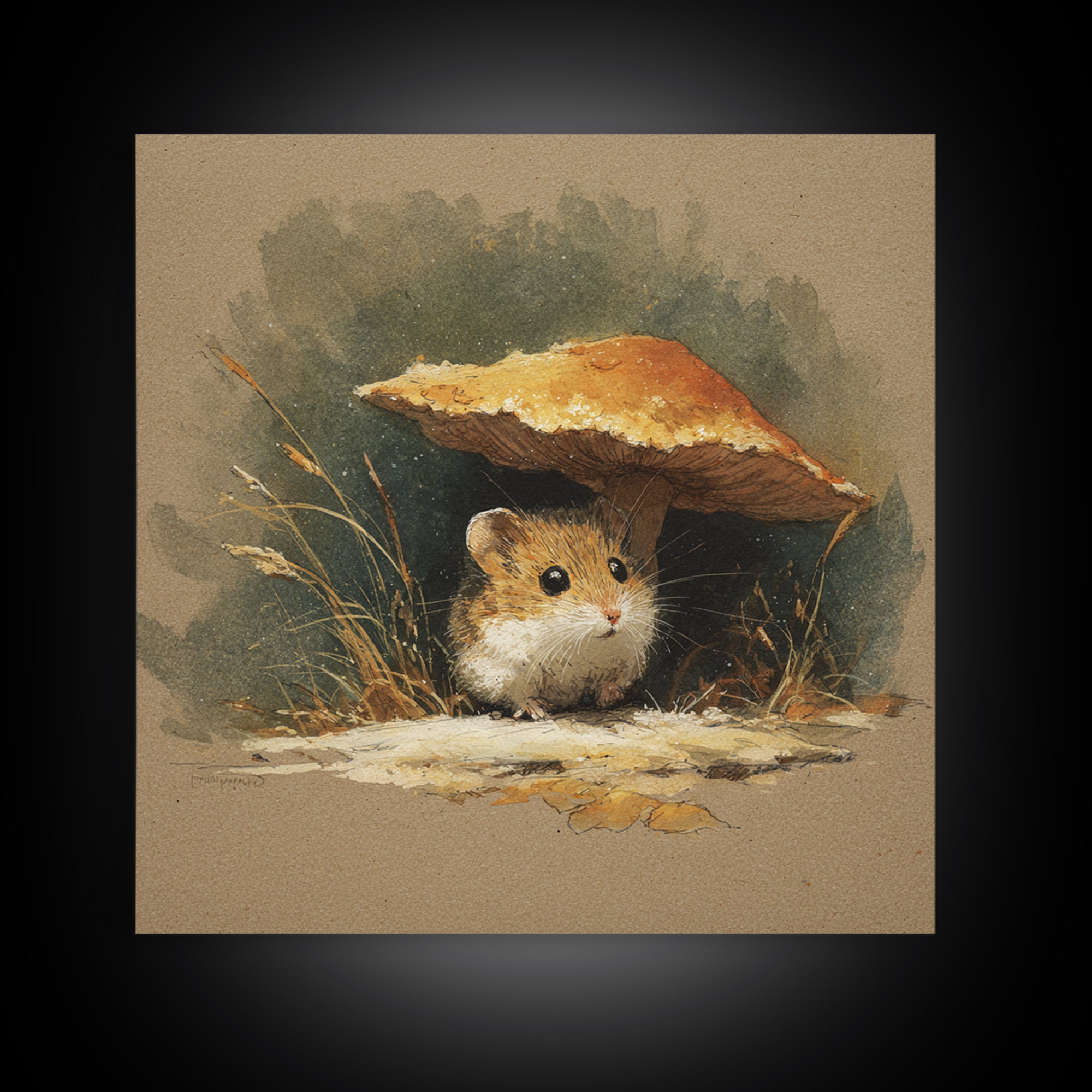 Tiny Field Mouse Canvas Print, Animal Art, Neutral Decor, Living Room Decor, Oil Painting, Creature, Wall Art, Home Decor, ANI-1x1-82