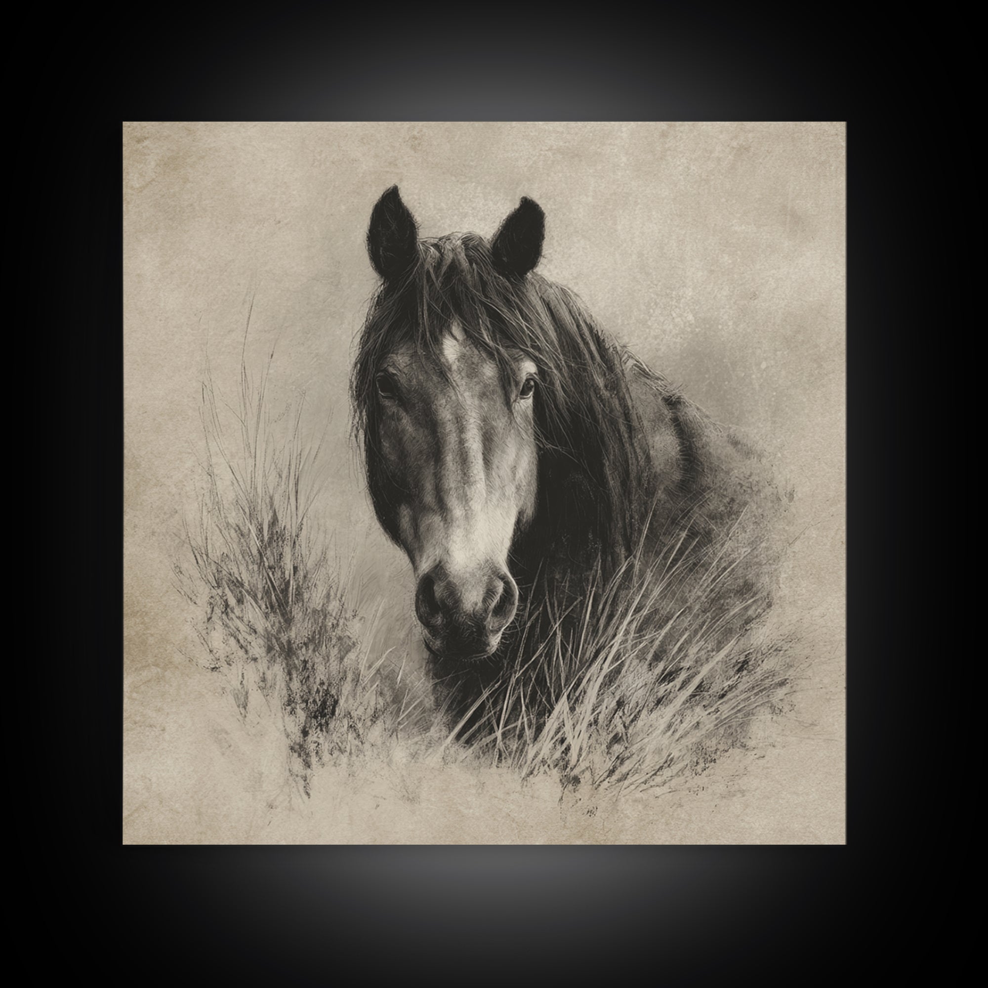 Majestic Horse Head Canvas Print, Animal Art, Wall Art, Living Room Decor, Fine Art, Creature, Nursery Decor, Art Deco, ANI-1x1-99