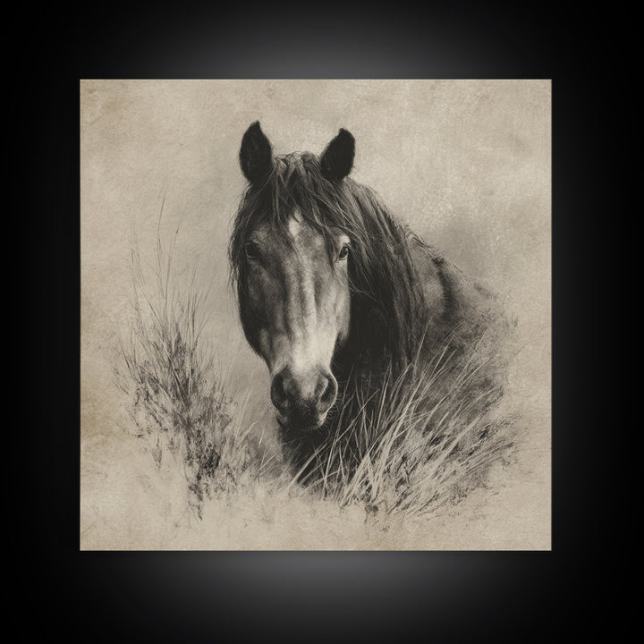 Majestic Horse Head Canvas Print, Animal Art, Wall Art, Living Room Decor, Fine Art, Creature, Nursery Decor, Art Deco, ANI-1x1-99