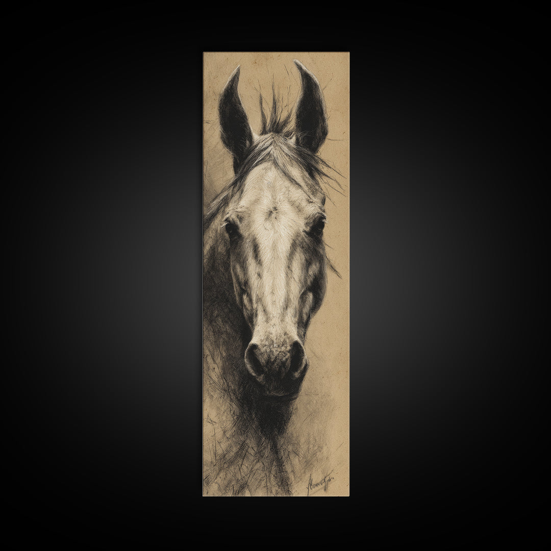Majestic Horse Head Framed Canvas Print, Animal Art, Home Decor, Living Room Decor, Abstract Art, Creature, Art Deco, ANI-1x3-15