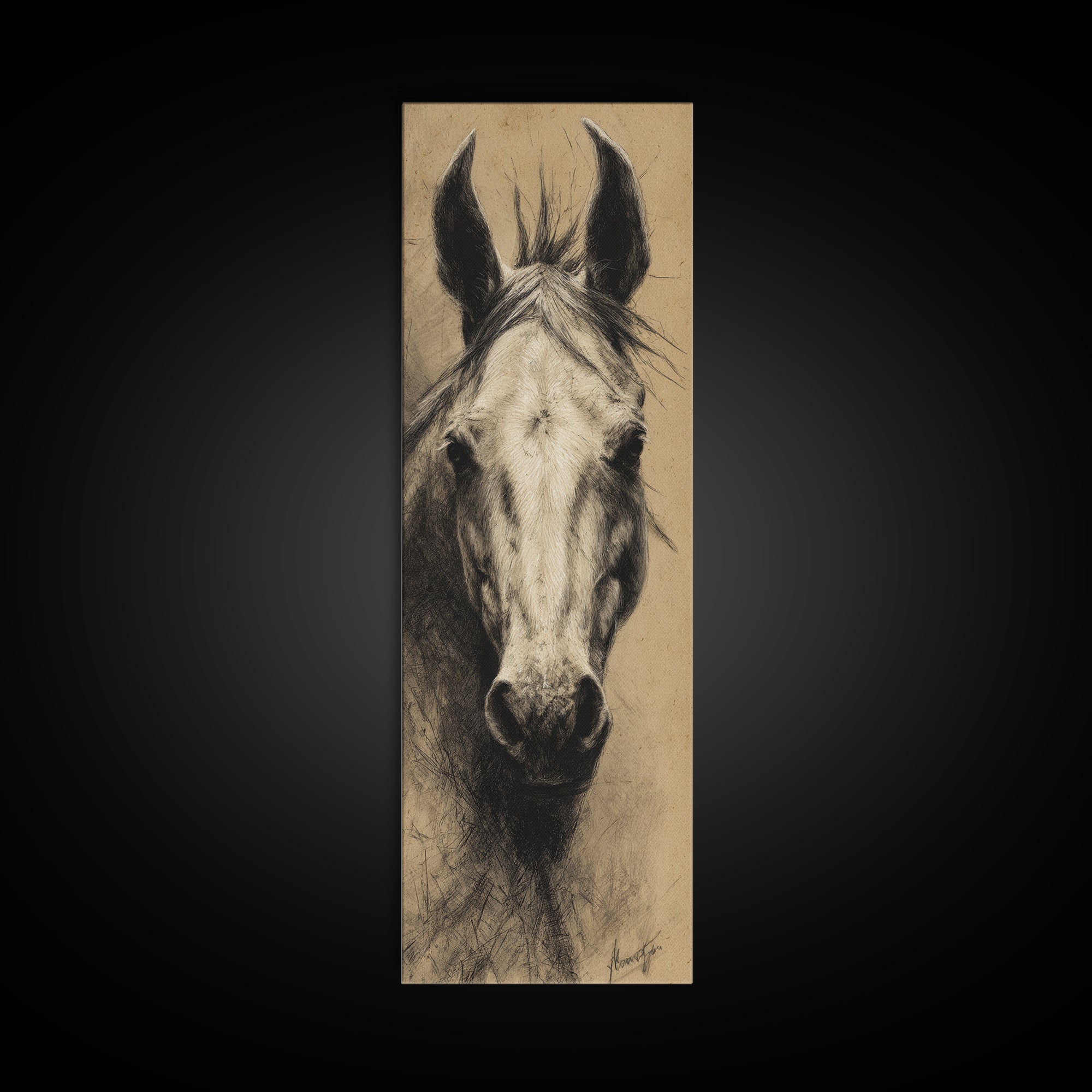 Majestic Horse Head Framed Canvas Print, Animal Art, Home Decor, Living Room Decor, Abstract Art, Creature, Art Deco, ANI-1x3-15