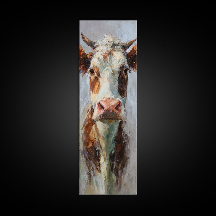 Gentle Cow Portrait Framed Canvas Print, Animal Art, Art, Living Room Decor, Fine Art, Creature, Original Art, Nursery Wall Art, ANI-1x3-19