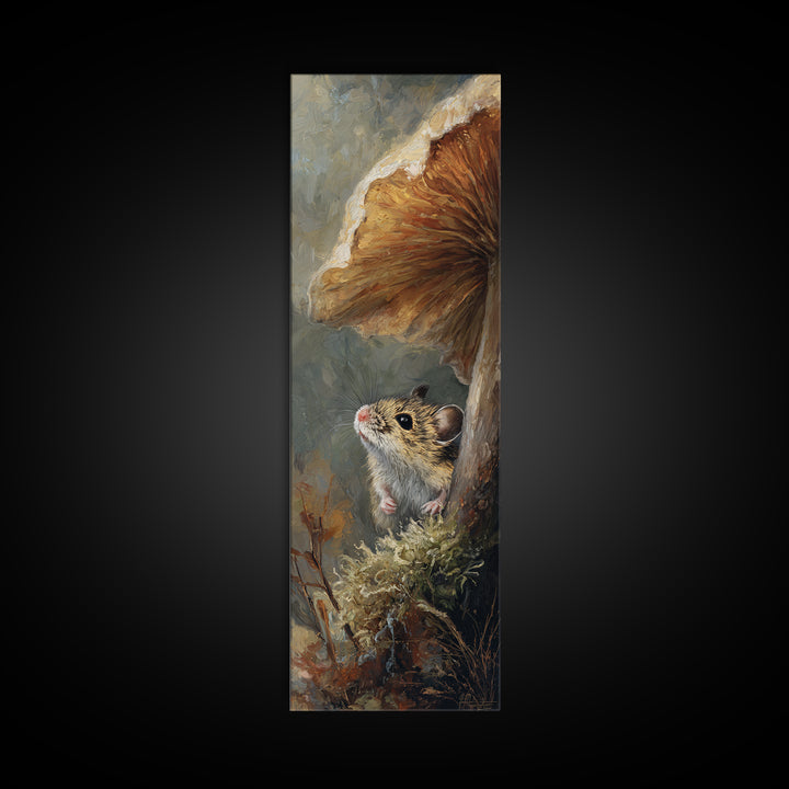 Tiny Field Mouse Canvas Print, Animal Art, Boho Wall Art, Living Room Decor, Fine Art, Creature, Statement Artwork, Boho Decor, ANI-1x3-22