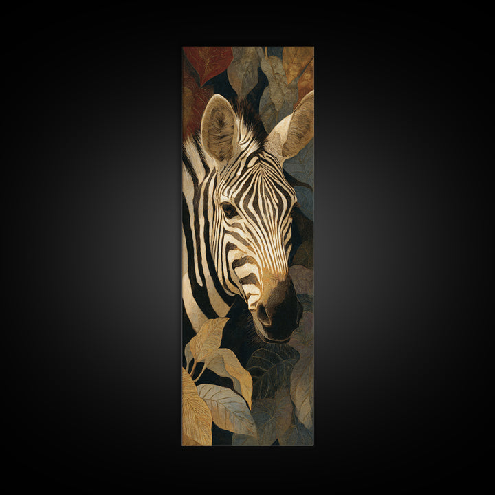 Zebra Portrait with Bold Graphic Stripe Pattern Framed Canvas Print, Animal Art, Modern Decor, Living Room Decor, Creature, ANI-1x3-29