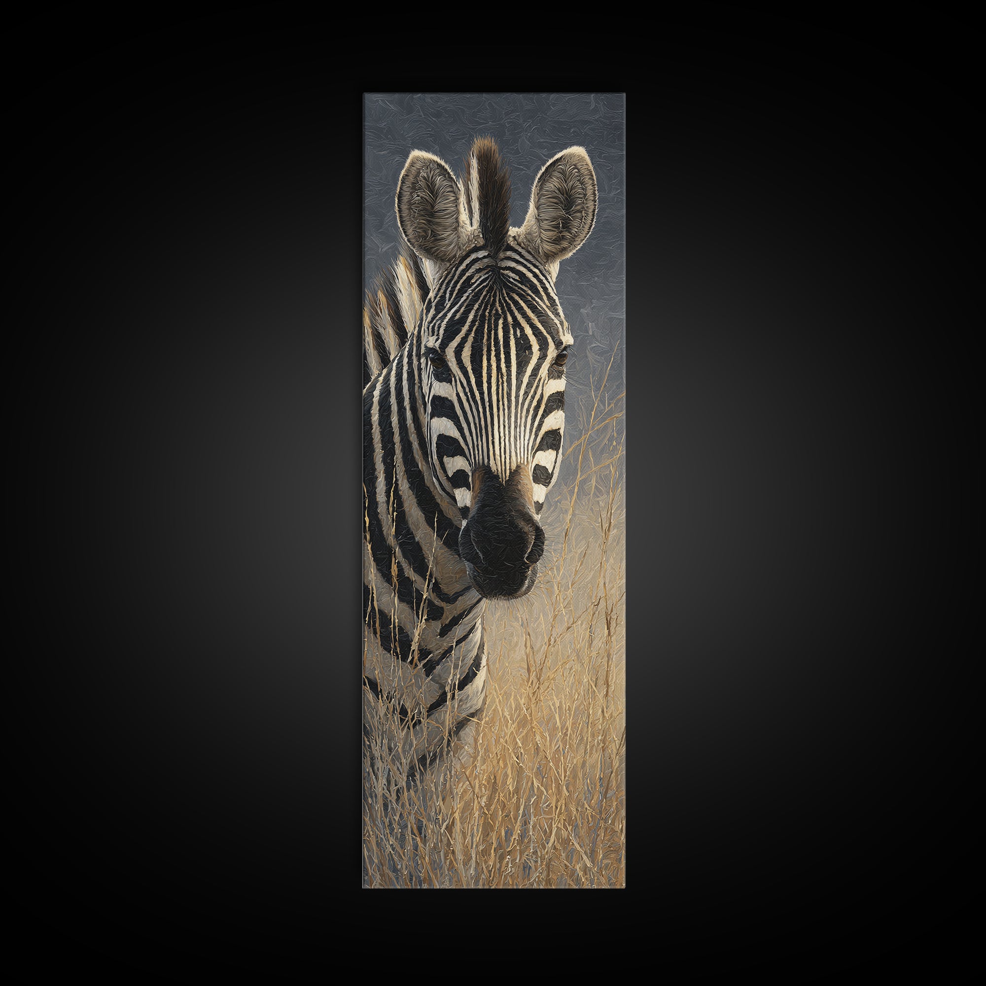 Zebra Portrait with Bold Graphic Stripe Pattern Canvas Print, Animal Art, Safari Nursery Decor, Living Room Decor, Creature, ANI-1x3-5