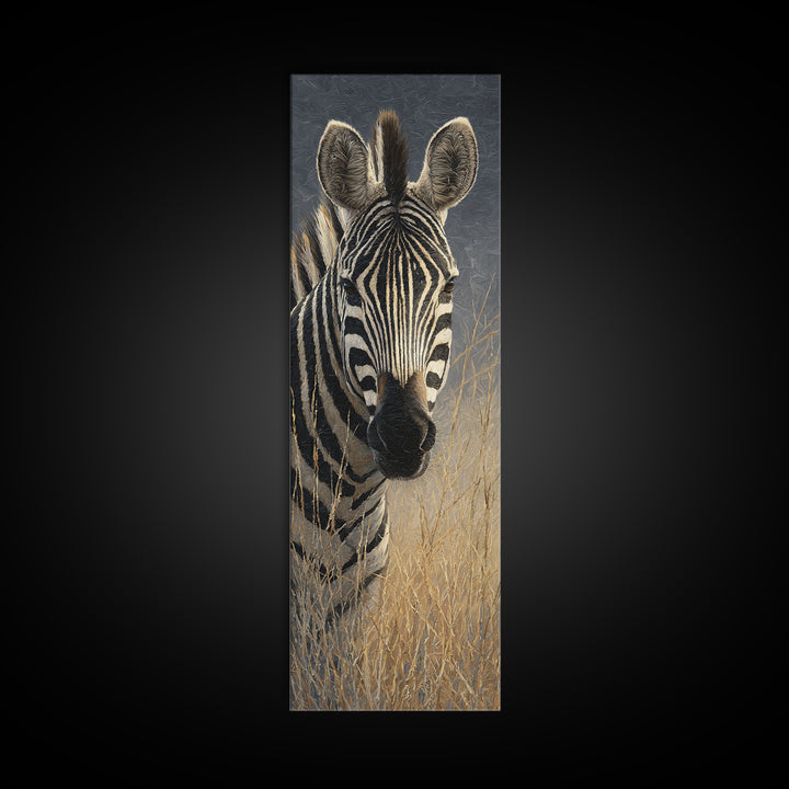 Zebra Portrait with Bold Graphic Stripe Pattern Canvas Print, Animal Art, Safari Nursery Decor, Living Room Decor, Creature, ANI-1x3-5
