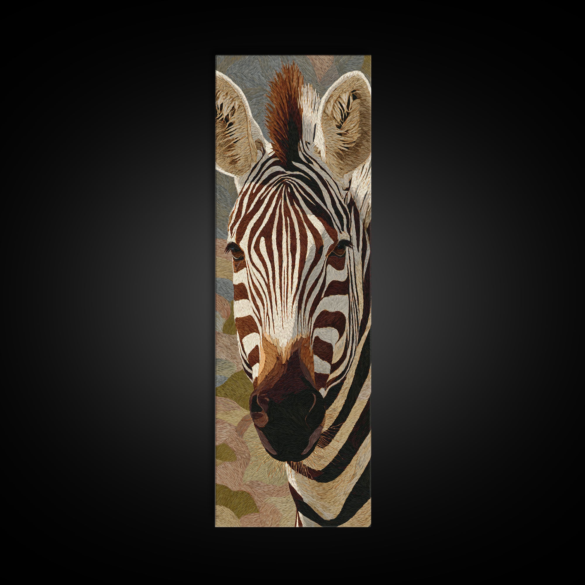 Zebra Portrait with Bold Graphic Stripe Pattern Framed Canvas Print, Animal Art, Modern Decor, Living Room Decor, Creature, ANI-1x3-53