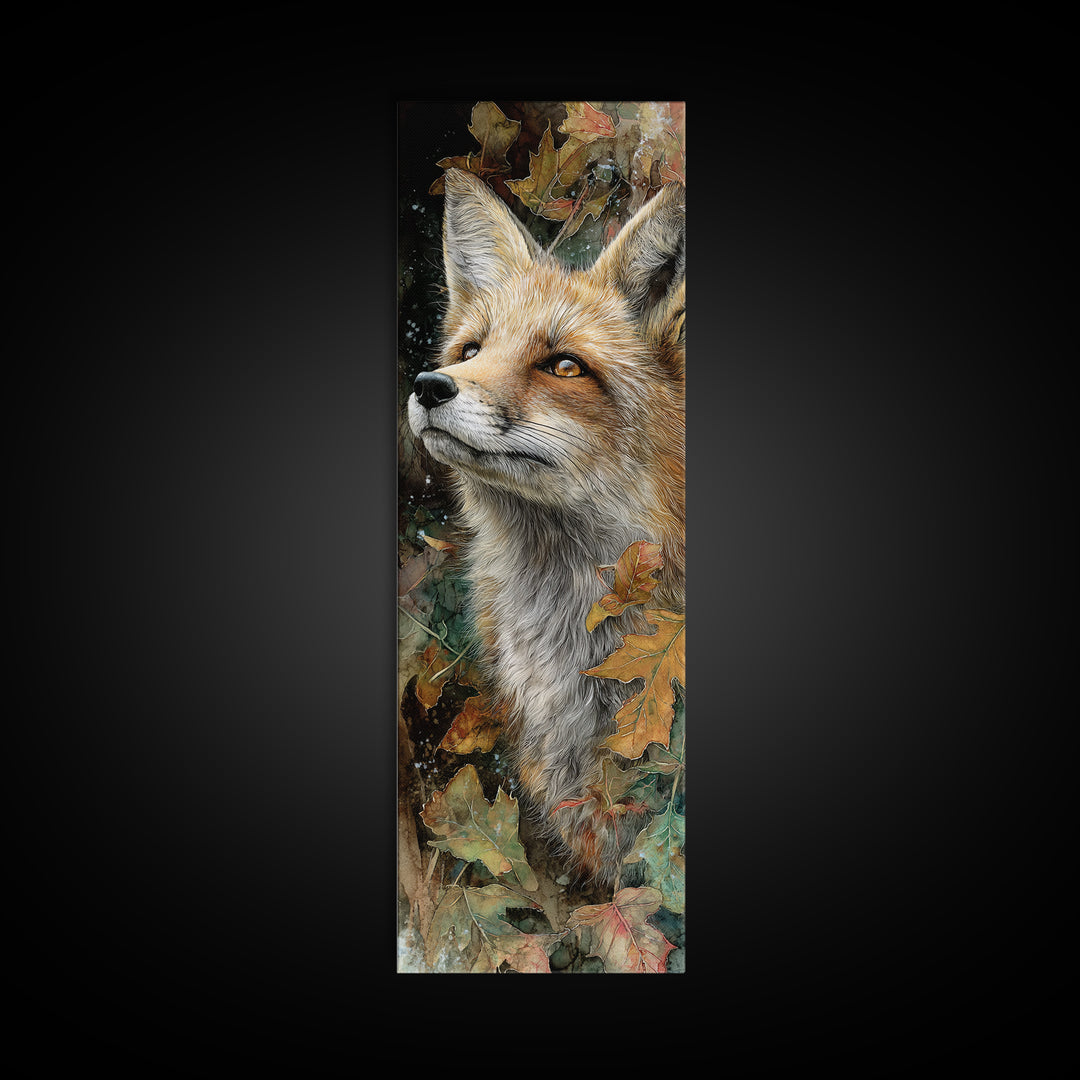 Dignified Fox Portrait Framed Canvas Print, Animal Art, Textured Painting, Living Room Decor, Fine Art, Creature, ANI-1x3-61