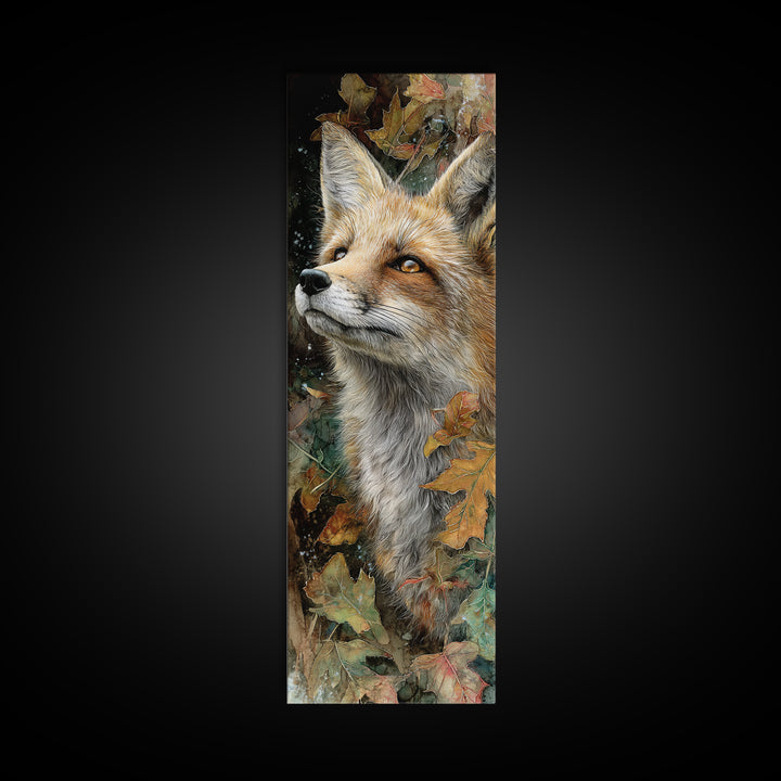 Dignified Fox Portrait Framed Canvas Print, Animal Art, Textured Painting, Living Room Decor, Fine Art, Creature, ANI-1x3-61