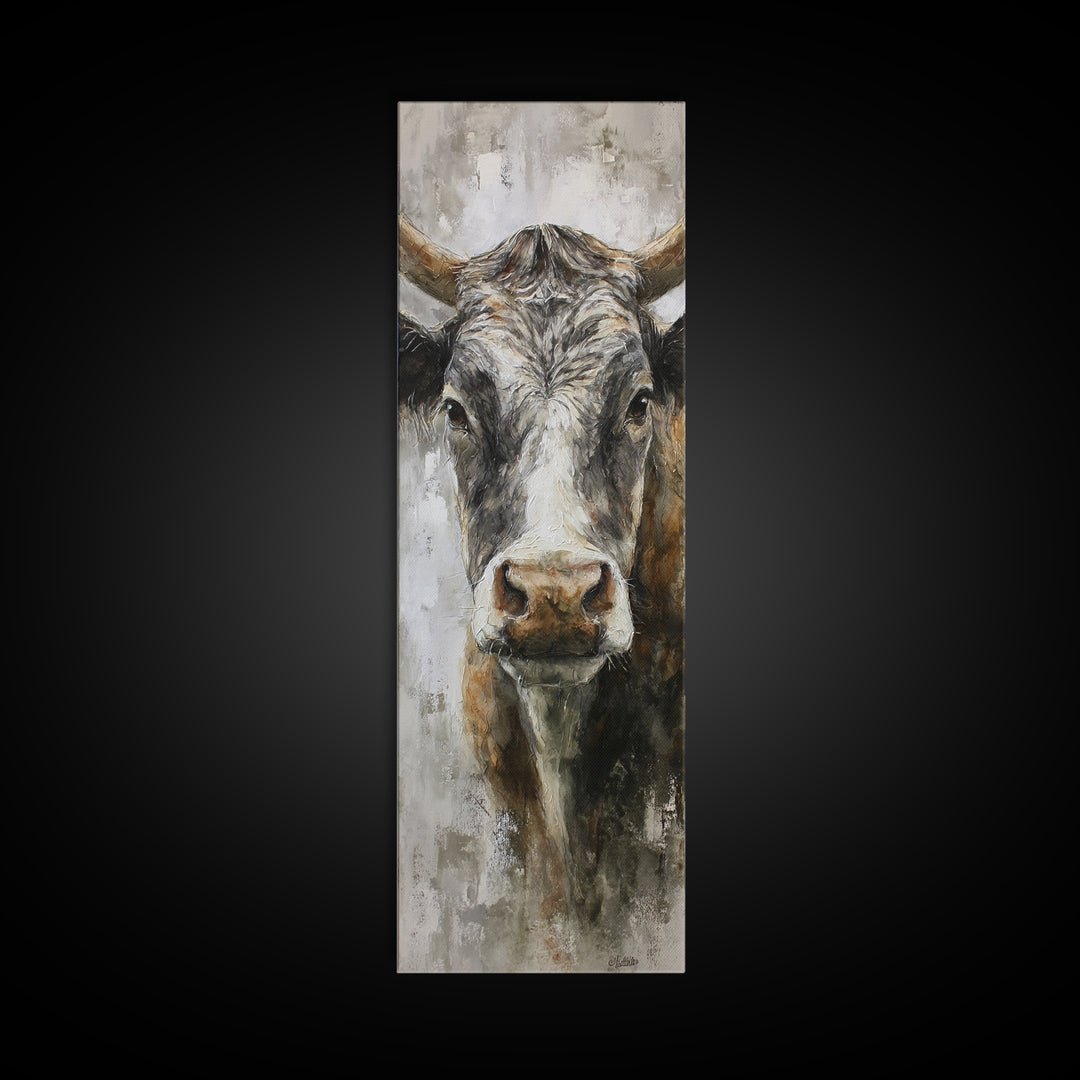 Gentle Cow Portrait Canvas Print, Animal Art, Farmhouse Decor, Living Room Decor, Creature, Neutral Decor, Modern Decor, ANI-1x3-67