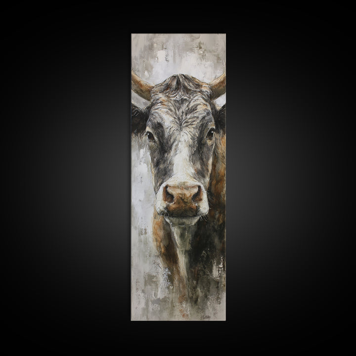 Gentle Cow Portrait Canvas Print, Animal Art, Farmhouse Decor, Living Room Decor, Creature, Neutral Decor, Modern Decor, ANI-1x3-67