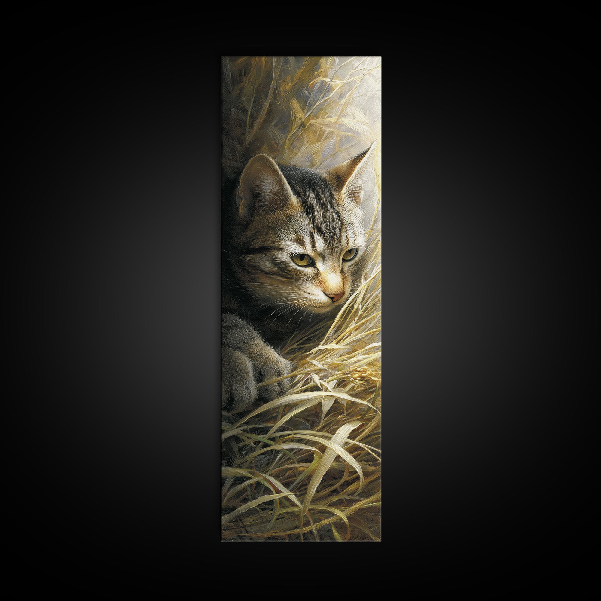 Sleeping Cat Curled Framed Canvas Print, Animal Art, Printable Art, Living Room Decor, Abstract Art, Creature, Downloadable Art, ANI-1x3-96
