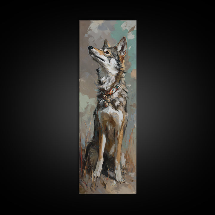 Dog Portrait with Painterly Collar and Loyal Canvas Print, Animal Art, Trendy Wall Art, Living Room Decor, Fine Art, Creature, ANI-1x3-97