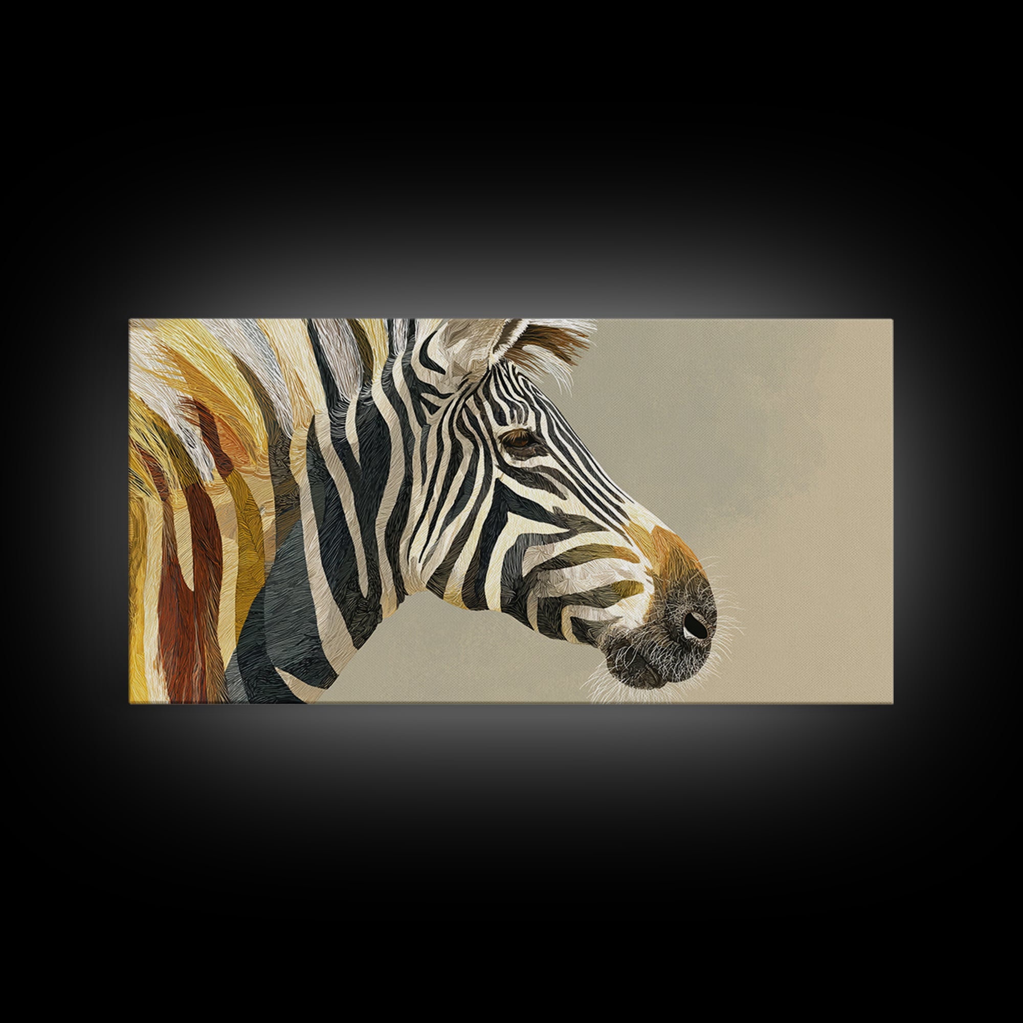 Zebra Portrait with Bold Graphic Stripe Pattern Canvas Print, Animal Art, Minimalist Decor, Living Room Decor, Creature, ANI-2x1-13
