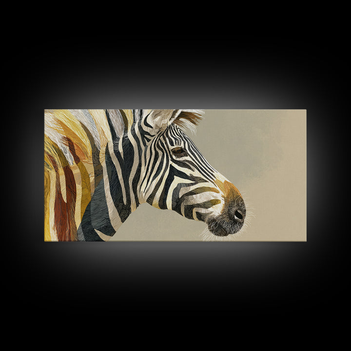 Zebra Portrait with Bold Graphic Stripe Pattern Canvas Print, Animal Art, Minimalist Decor, Living Room Decor, Creature, ANI-2x1-13