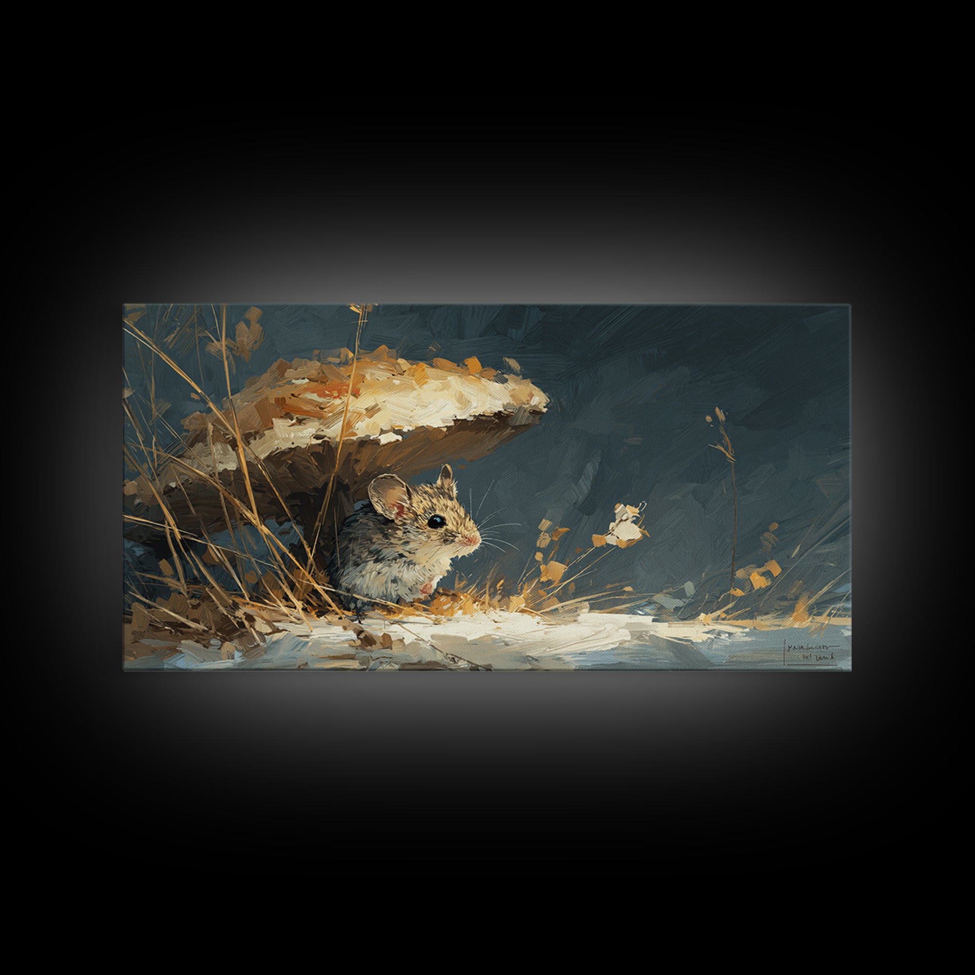 Tiny Field Mouse Framed Canvas Print, Animal Art, Luxury Decor, Living Room Decor, Fine Art, Creature, Digital Art, Printable, ANI-2x1-30