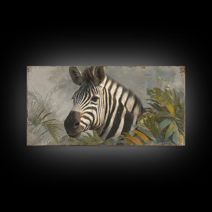 Zebra Portrait with Bold Graphic Stripe Pattern Canvas Print, Animal Art, Minimalist Decor, Living Room Decor, Creature, ANI-2x1-37