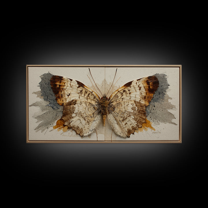 Butterfly Specimen Composition Framed Canvas Print, Animal Art, Digital Prints, Living Room Decor, Fine Art, Creature, ANI-2x1-43
