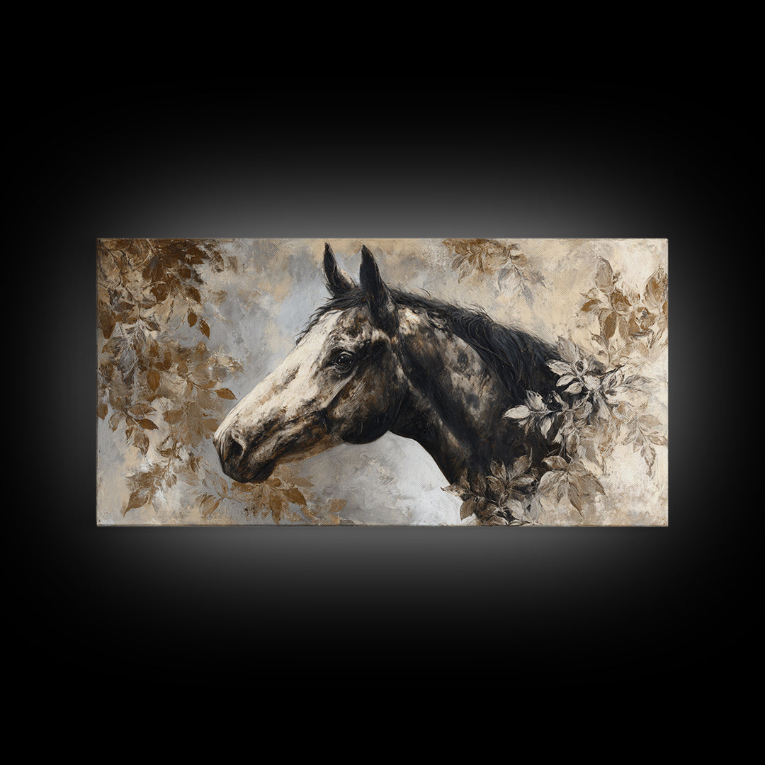 Majestic Horse Head Canvas Print, Animal Art, Digital Wall Art, Living Room Decor, Oil Painting, Creature, Modern Wall Art, ANI-2x1-47