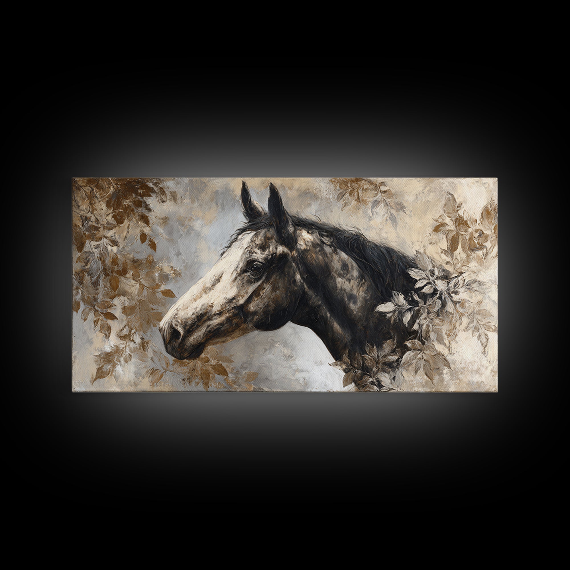 Majestic Horse Head Canvas Print, Animal Art, Digital Wall Art, Living Room Decor, Oil Painting, Creature, Modern Wall Art, ANI-2x1-47