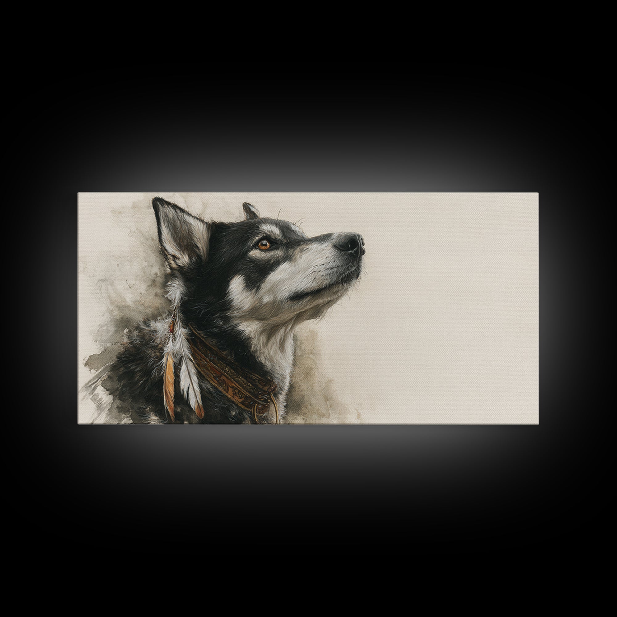 Dog Portrait with Painterly Collar and Loyal Canvas Print, Animal Art, Wall Decor, Living Room Decor, Oil Painting, Creature, ANI-2x1-57