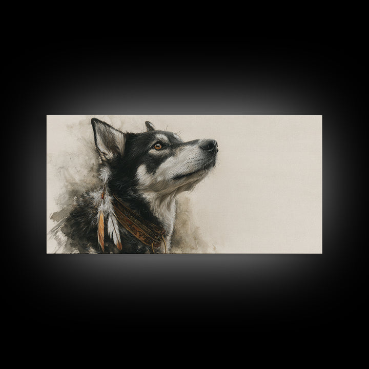 Dog Portrait with Painterly Collar and Loyal Canvas Print, Animal Art, Wall Decor, Living Room Decor, Oil Painting, Creature, ANI-2x1-57