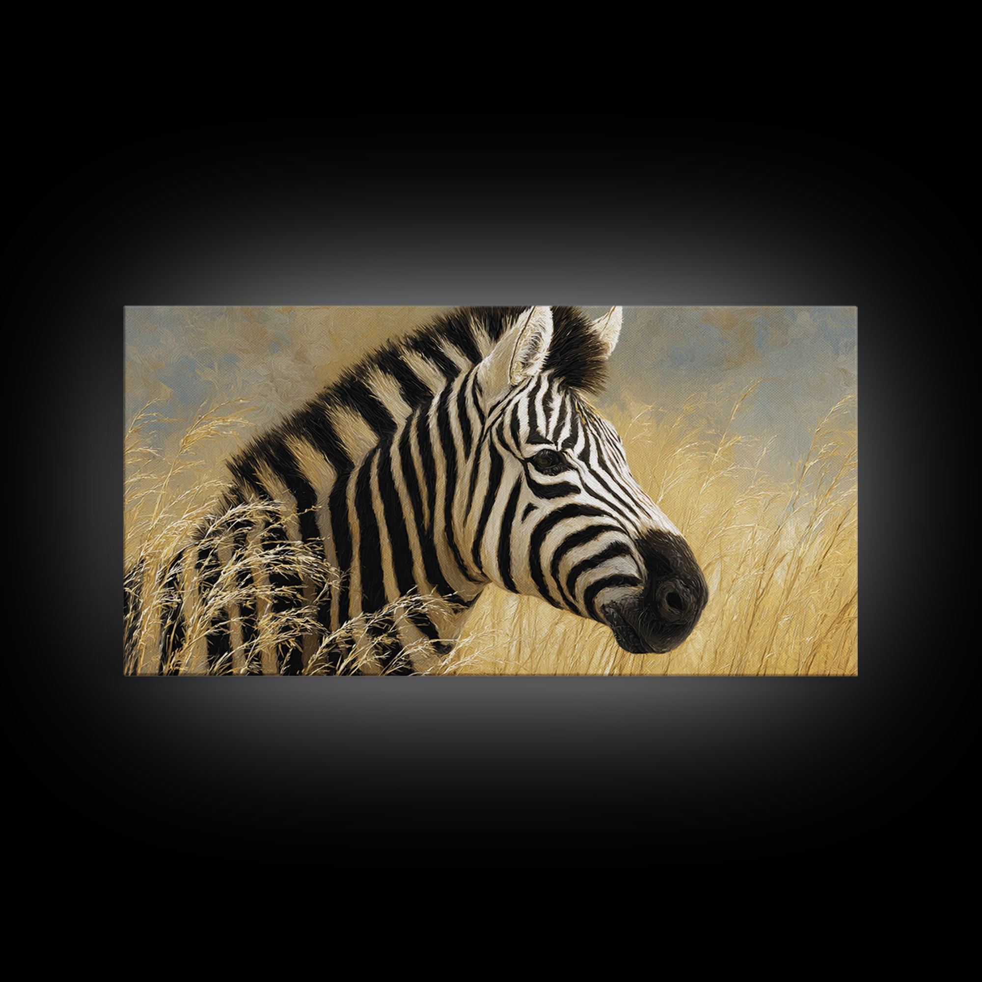 Zebra Portrait with Bold Graphic Stripe Pattern Canvas Print, Animal Art, Decor, Living Room Decor, Fine Art, Creature, ANI-2x1-61