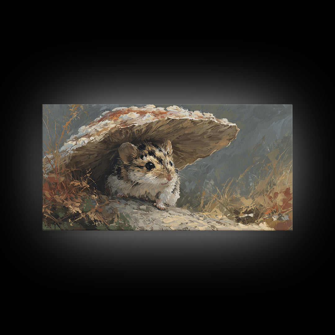 Tiny Field Mouse Canvas Print, Animal Art, Contemporary Art, Living Room Decor, Fine Art, Creature, Digital Wall Art, ANI-2x1-78