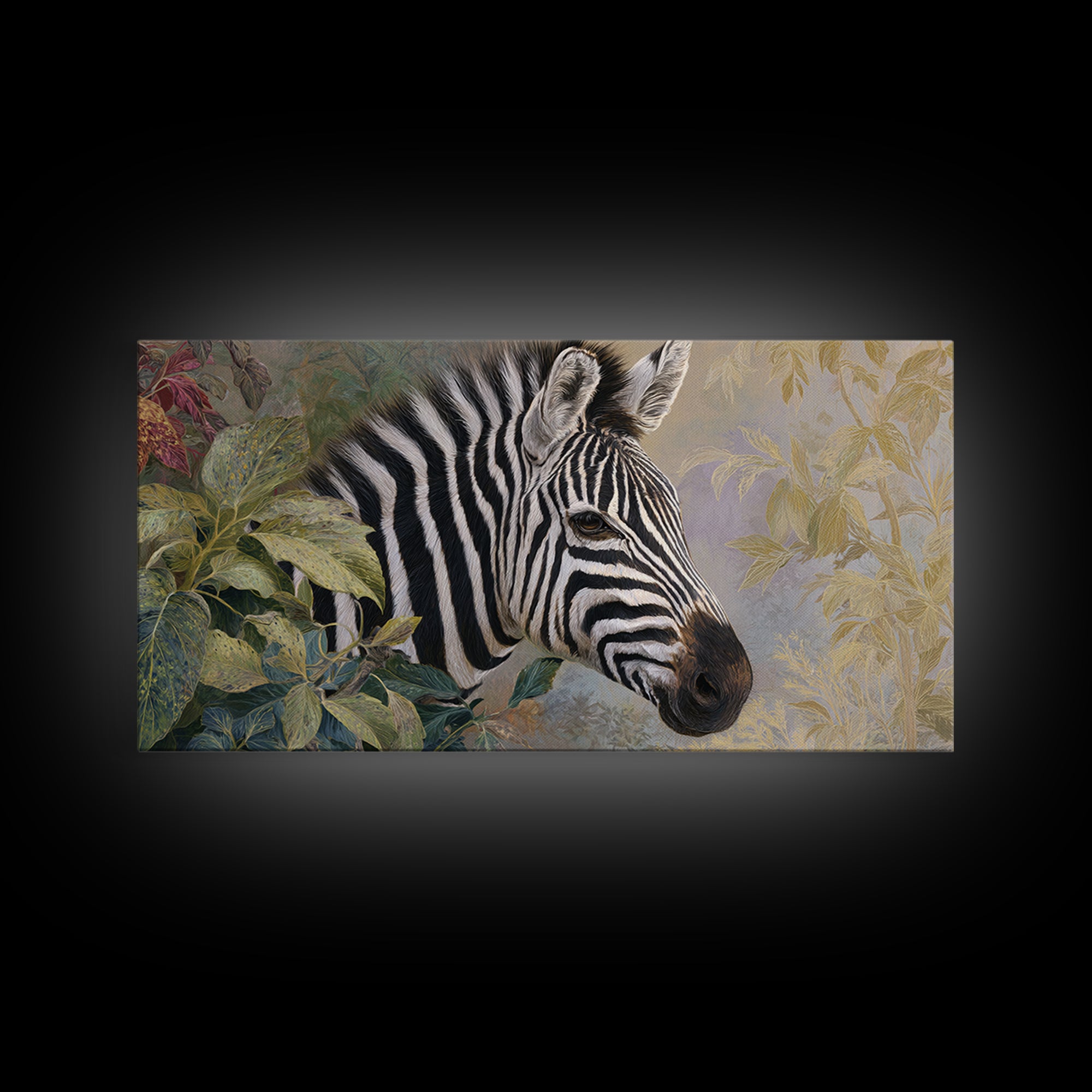 Zebra Portrait with Bold Graphic Stripe Pattern Canvas Print, Animal Art, Original Painting, Living Room Decor, Creature, ANI-2x1-85